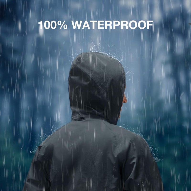 TIDEWE Rain Suit  Waterproof Breathable Lightweight Rainwear (Gray Size L) - Image 3